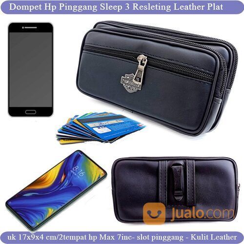 Leather Case Hp Pinggang Pria Sleep 3 r Plat