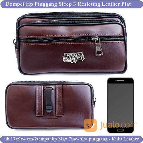 Leather Case Hp Pinggang Pria Sleep 3 r Plat