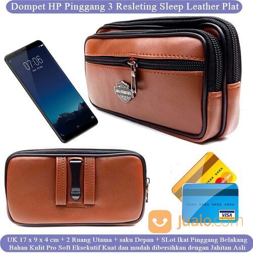 Leather Case Hp Pinggang Pria Sleep 3 r Plat