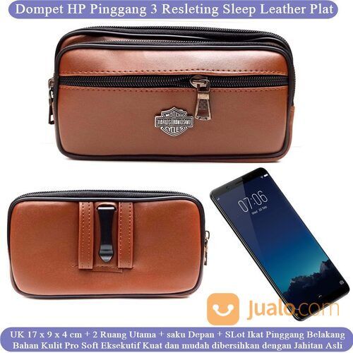 Leather Case Hp Pinggang Pria Sleep 3 r Plat
