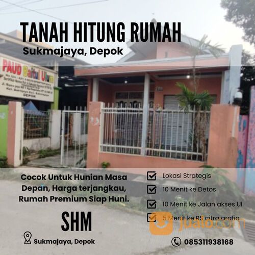 Rumah Hitung Tanah Sukmajaya 10 Menit ke Jalan Akses UI