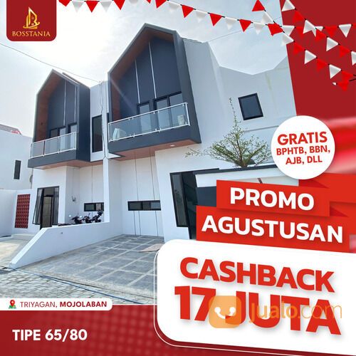 Rumah Mewah Dua Lantai Tipe 65 Bergaya Skandinavian Dekat UNS dan Solo Safari di Triyagan Mojolaban