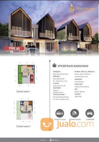 Rumah Mewah Dua Lantai Tipe 65 Bergaya Skandinavian Dekat UNS dan Solo Safari di Triyagan Mojolaban