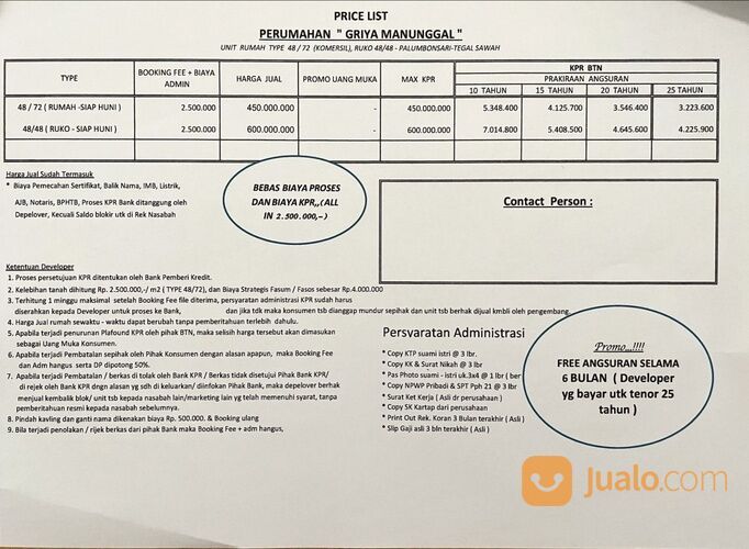 PERUM RUMAH DI KARAWANG GRIYA MANUNGGAL PALUMBONSARI LAMARAN