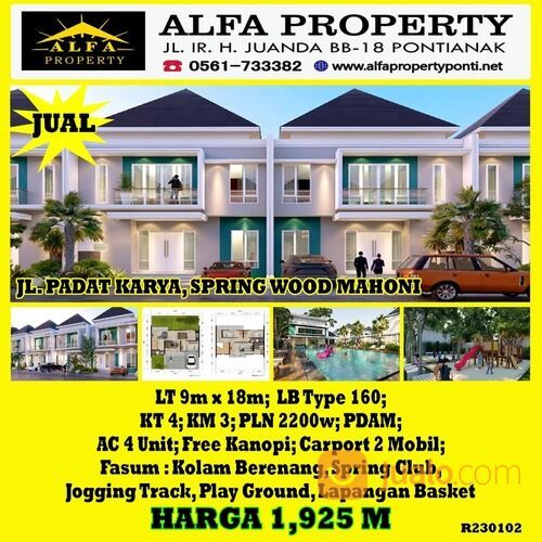 Alfa Property Rumah Baru Springwood Mahony Type 160 Jl. Aloevera Pontianak Kota