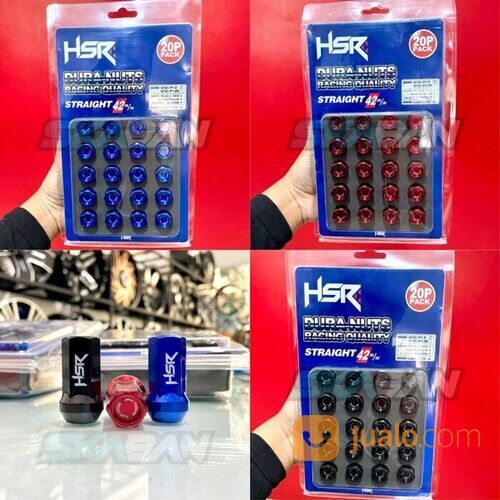 LUG NUT RACING DURA NUT HSR BLACK 1,5 ISI 20 PCS + KUNCI SHOCK - MUR RODA