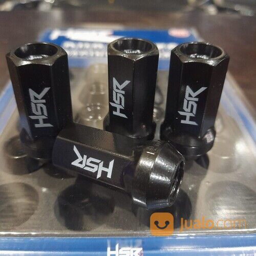 LUG NUT RACING DURA NUT HSR BLACK 1,5 ISI 20 PCS + KUNCI SHOCK - MUR RODA