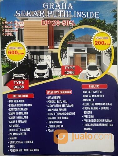 Rumah murah di Graha Sekar Putih Inside dekat GOR Ken Arok Malang