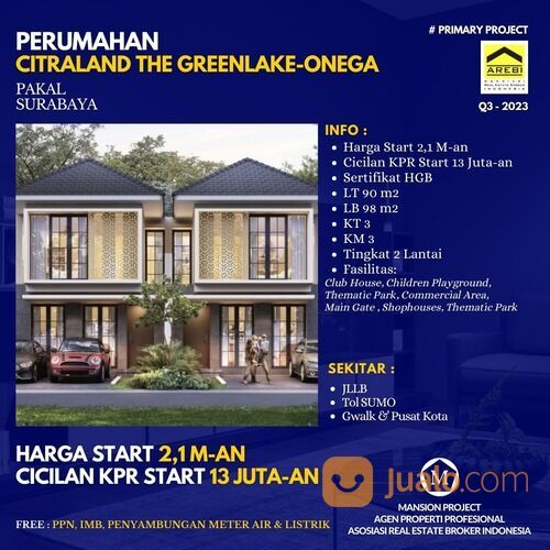 Rumah Baru The Greenlake Citraland Onega Surabaya start 2.1Man