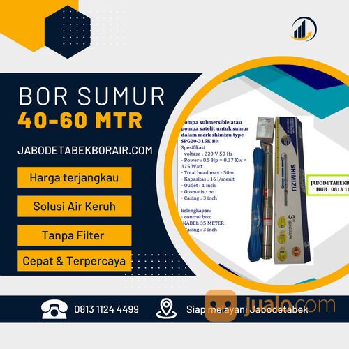 Paket Bor Sumur 60 Meter Pompa Satelit Terhindar Zat Besi Air Kualitas Bagus Bekasi