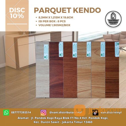 LANTAI KAYU PARKET-PARKIT-PARQUET MERK KENDO TEBAL 8,3MM
