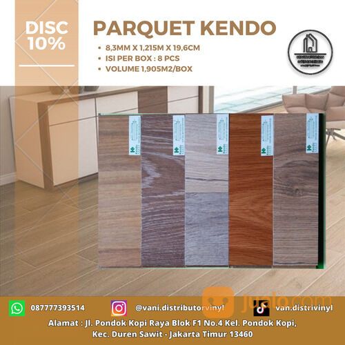 LANTAI KAYU PARKET-PARKIT-PARQUET MERK KENDO TEBAL 8,3MM