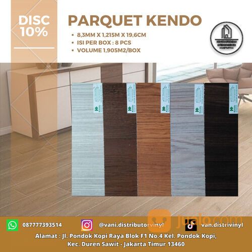 LANTAI KAYU PARKET-PARKIT-PARQUET MERK KENDO TEBAL 8,3MM
