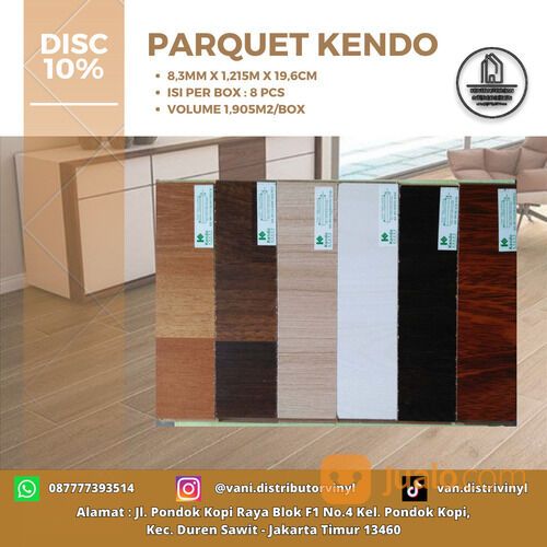 LANTAI KAYU PARKET-PARKIT-PARQUET MERK KENDO TEBAL 8,3MM