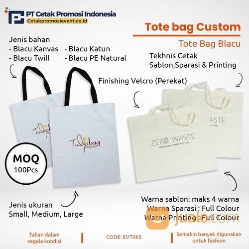 Cetak Totebag Kuliah Tas Tote Bag Wanita pria Aesthetic Goodie bag Bahan Blacu Kualitas Premium