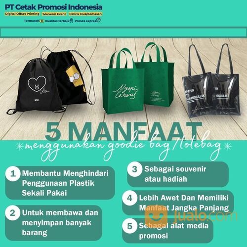 Cetak Totebag Kuliah Tas Tote Bag Wanita pria Aesthetic Goodie bag Bahan Blacu Kualitas Premium