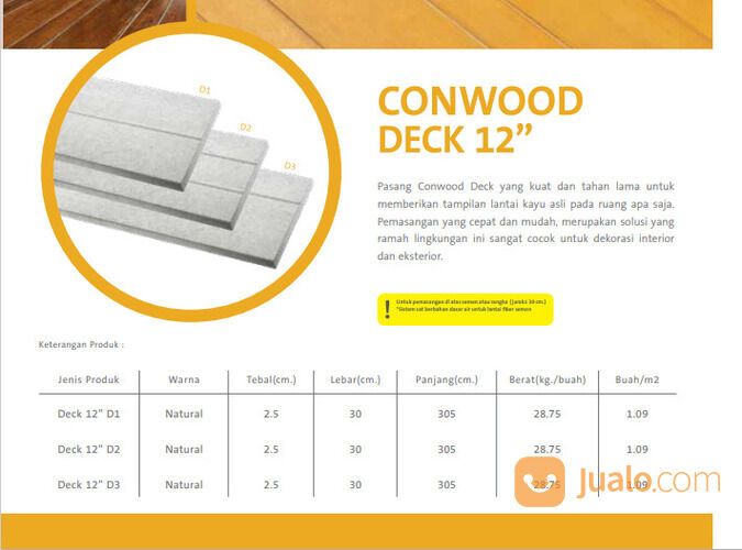 Conwood Flooring DECK 12" I Panjang 305cm Warna Natural