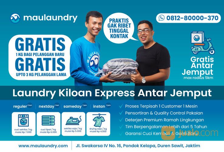 Jasa Laundry Kiloan Express Antar Jemput - Pondok Kelapa Duren Sawit - Gratis 5 km