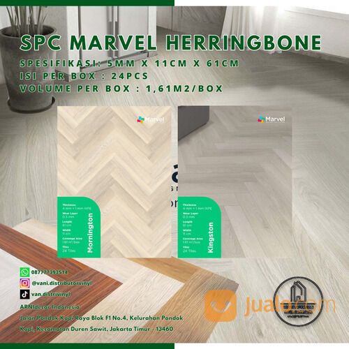 Lantai SPC Vinyl Klik Flooring Merk MARVEL HERRINGBONE - Anti Rayap