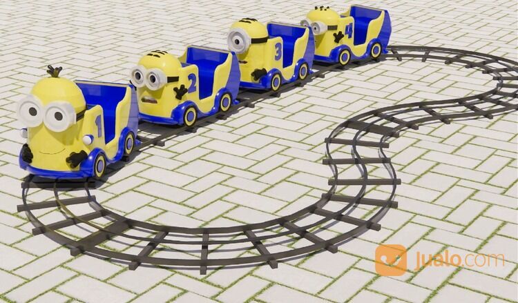 odong kereta lantai minion lengkap sirine model baru