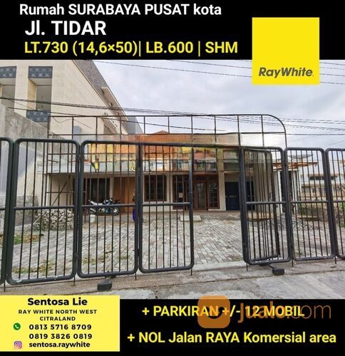 Rumah Surabaya Pusat Kota - Jl.Tidar, Parkiran 12 Mobil - MURAH Rp.21jt-an/m2