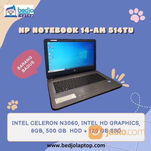 Laptop Second, HP 14-AM514TU, Celeron N3060, Intel HD, 500GB HDD + 120GB SSD