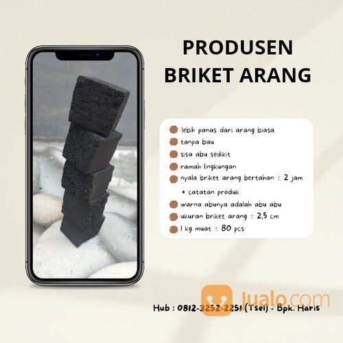 SUPPLIER !! TELP : 0812-3252-2251 (WA), Briket Arang Batok Kelapa Kudus