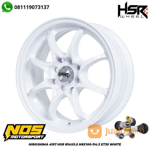 Velg hsr hiroshima ring 14 hole 8x100-114,3 buat brio, xenia, sigra, calya warna putih termurah