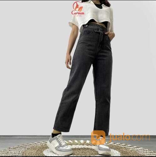 KULOT HIGHWAIST JEANS CELANA,JEANS WANITA MODEL TERBARU,PINGGANG DAPAT DISESUAIKAN