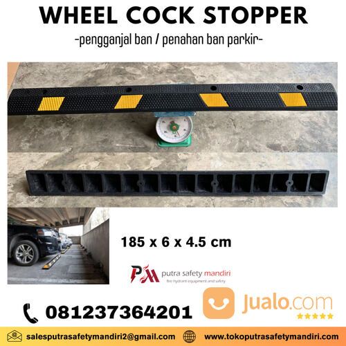 PEMBATAS RODA PARKIR WHEEL COCK STOPPER RUBBER REFLEKTIVE KUNING 185 x 6 x 4.5 CM