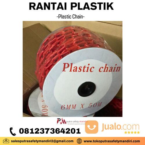 RANTAI PLASTIK PVC PENGHUBUNG TRAFFIC CONE PEMBATAS ANTRIAN 6MM x 50 M
