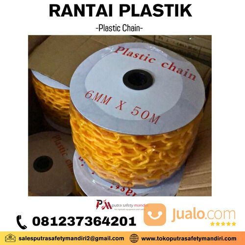 RANTAI PLASTIK PVC PENGHUBUNG TRAFFIC CONE PEMBATAS ANTRIAN 6MM x 50 M