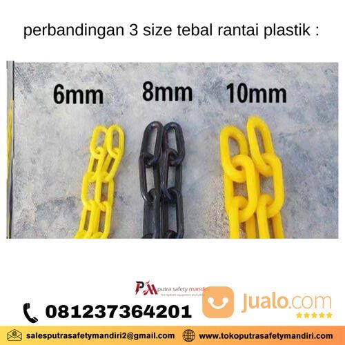 RANTAI PENGHUBUNG TRAFFIC CONE PLASTIC CHAIN PEMBATAS ANTRIAN 8 MM x 25 M