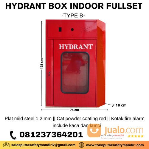 BOX HYDRANT INDOOR TYPE B PINTU KACA 75 x 125 x 18 CM KOTAK PERLENGKAPAN ALAT PEMADAM