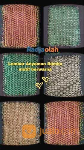 Lembar Anyaman Bambu Motif Berwarna