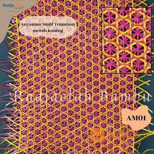 Lembar Anyaman Bambu Motif Berwarna