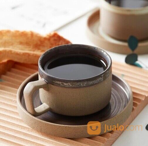 Gelas Minum Set Cangkir Kopi Teh Vintage Estetik Tatakan Keramik Modrn