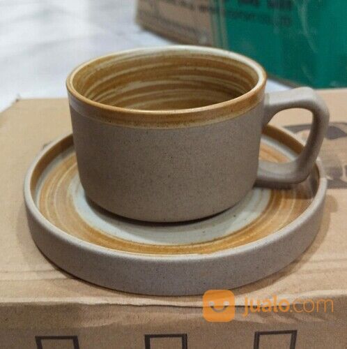 Gelas Minum Set Cangkir Kopi Teh Vintage Estetik Tatakan Keramik Modrn