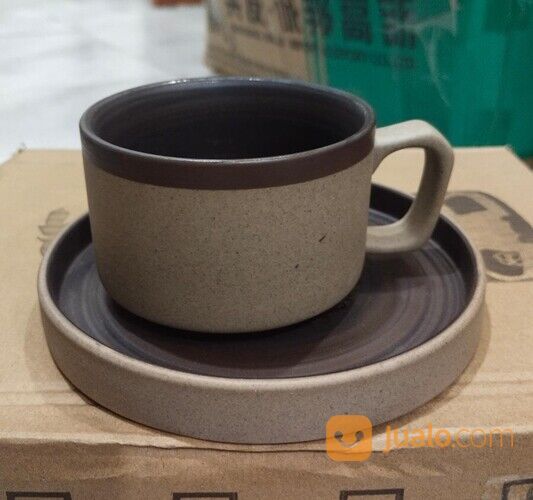 Gelas Minum Set Cangkir Kopi Teh Vintage Estetik Tatakan Keramik Modrn