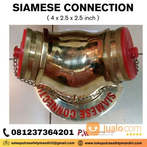 SIAMESE CONNECTION 4 x 2.5 x 2.5 INCH ALAT PENYUPLAI AIR BRASS BODY COR 3 Y PEMADAM FIRE HYDRANT