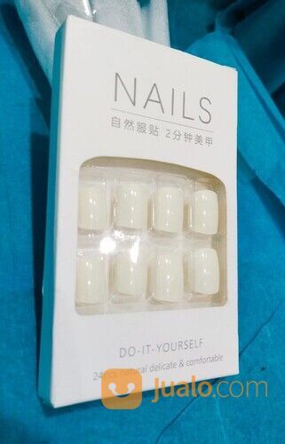 Kuku Palsu Nails 24PCS Fake Nail Art Kekinian Kuku Polos Doff Free Lem