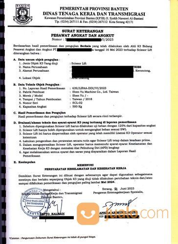 jasa urus SILO perizinan riksa uji alat berat di Bekasi