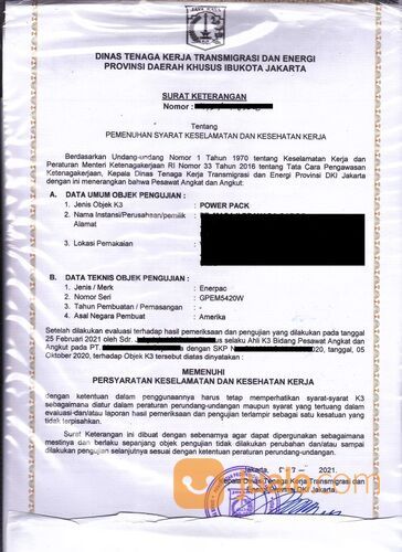 Pembuatan Surat Izin Layak Operasi (SILO) Alat Berat surat izin alat
