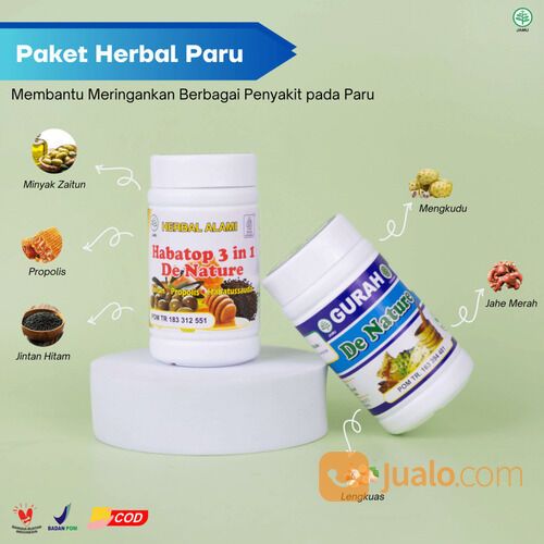 Obat Sesak Nafas, Flek Paru, Pembersih Paru Paling Ampuh Obat Gurah Habatop 3in1 Herbal