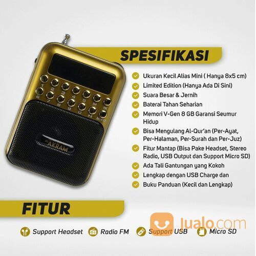Super Lengkap WA 0878 2183 0344, Speaker Alquran Murottal 30 Juz Tipe Mini Al Akram, Bandung