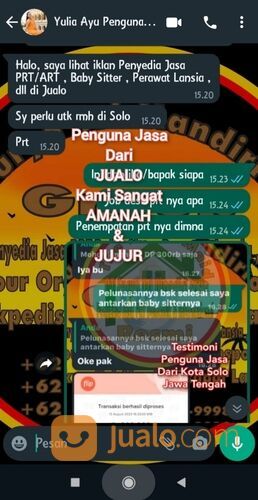 Penyedia Jasa PRT/ART , Baby Sitter , Perawat Lansia , dll