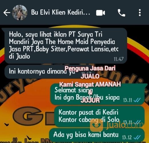 Penyedia Jasa PRT/ART , Baby Sitter . Perawat Lansia , dll