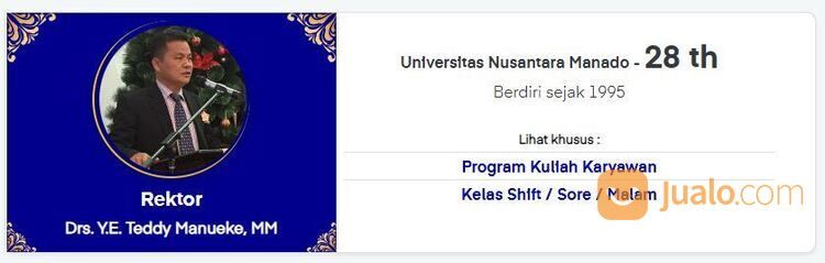 Dibuka Kelas Karyawan(Bisa Online) Universitas Nusantara Manado