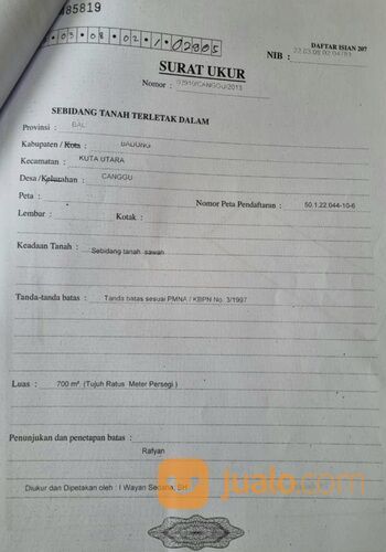 Tanah 11,9 are, Jl. Subak Canggu Batu Bolong Kuta Utara