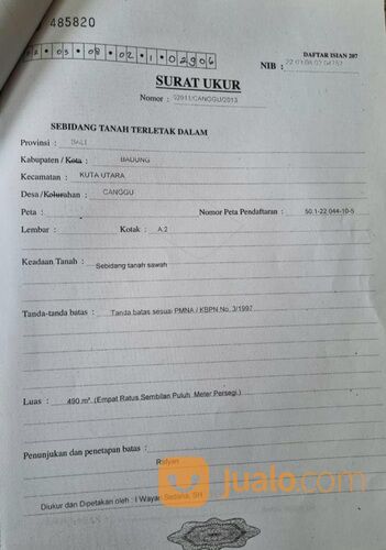 Tanah 11,9 are, Jl. Subak Canggu Batu Bolong Kuta Utara